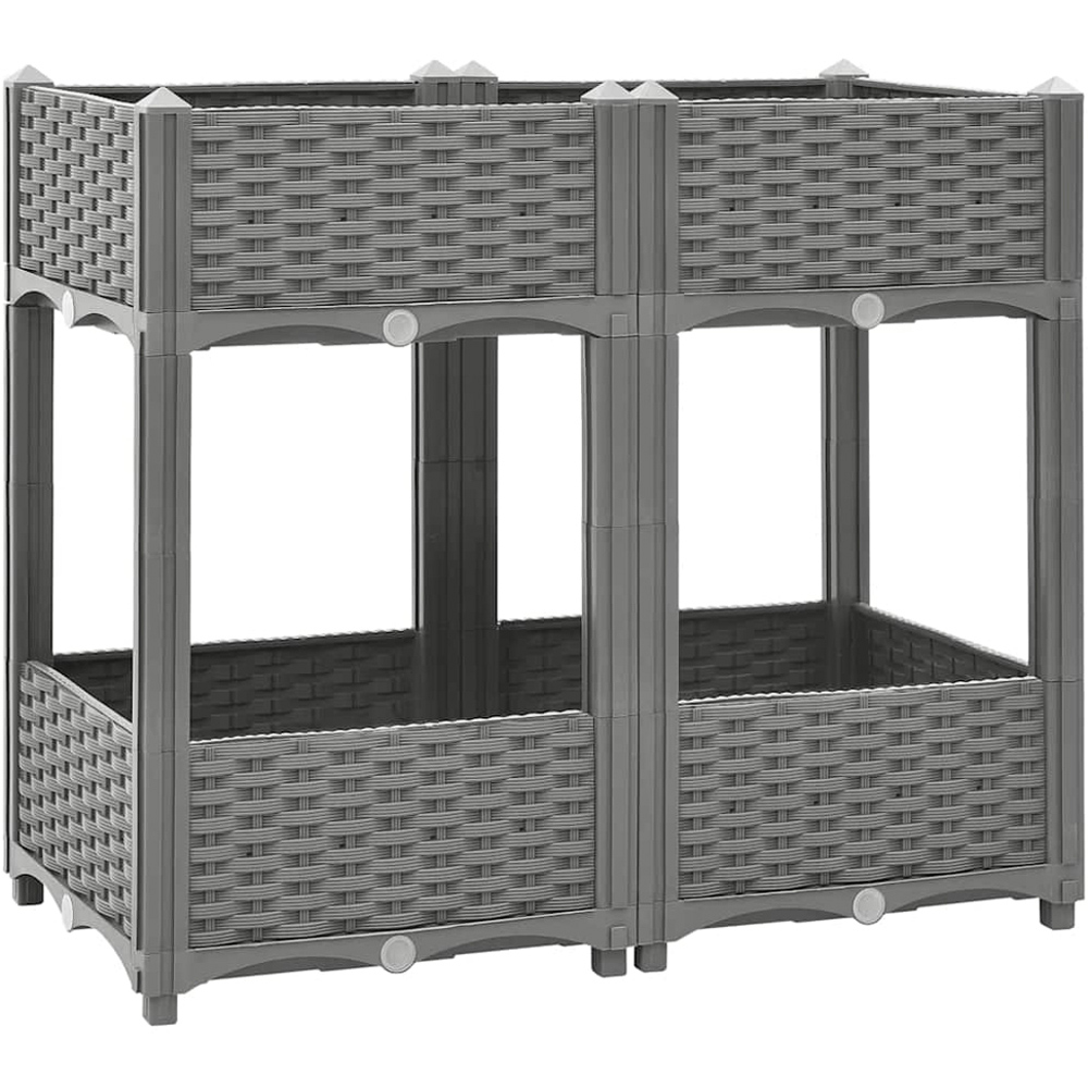 vidaXL 2-Tier Grey Plastic Raised Garden Bed 80 x 40 x 71cm Image 1
