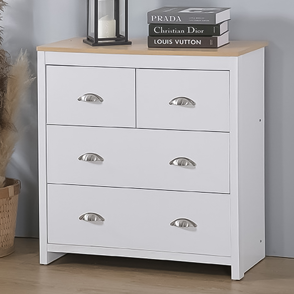 Brooklyn 4 Drawer White Wooden Chest Of Drawers Image 1