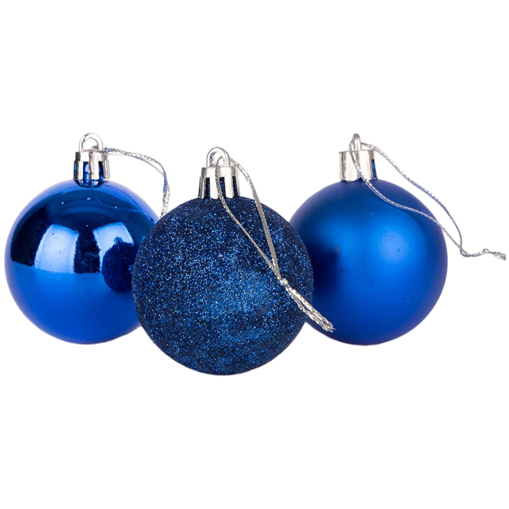 Shatchi 5cm Blue Shatterproof Christmas Baubles 18 Pack Image 2