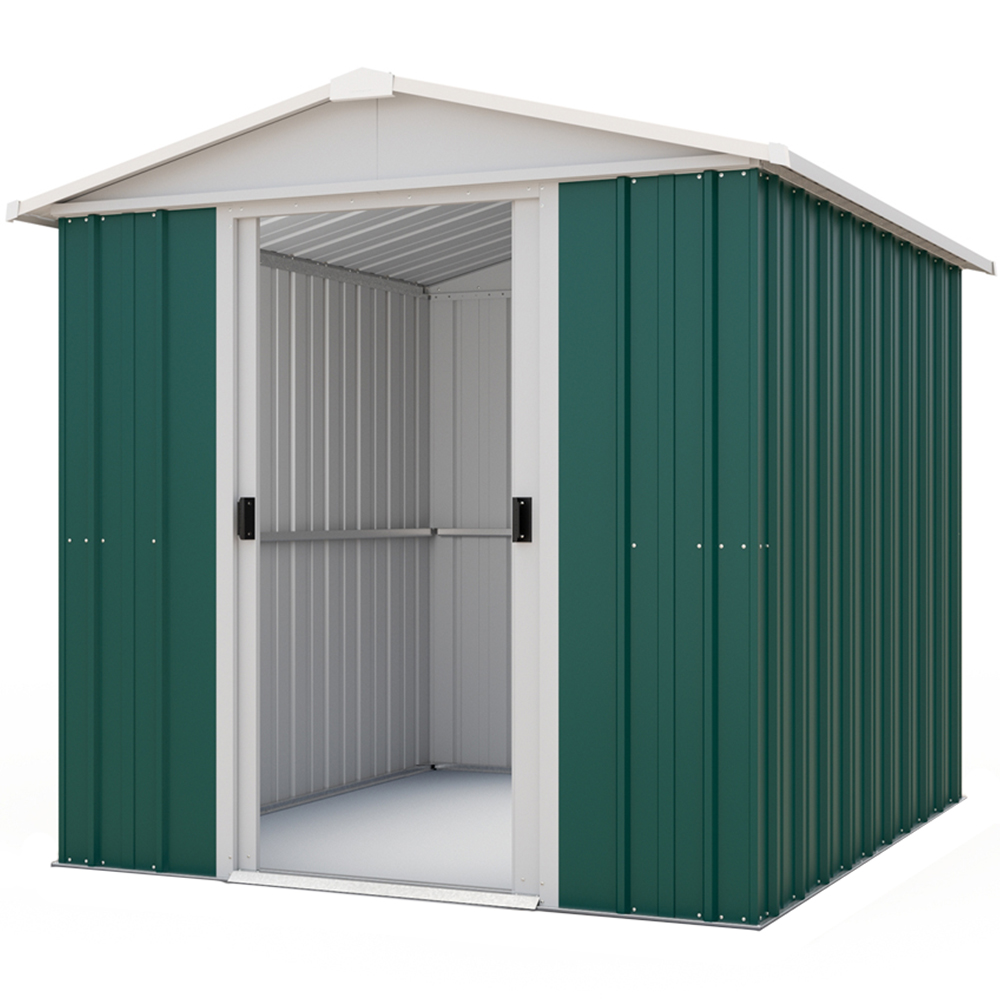 Yardmaster 6.8 x 6.6ft Emerald Green Metal Apex Storage Shed with Floor Support Kit Image 1