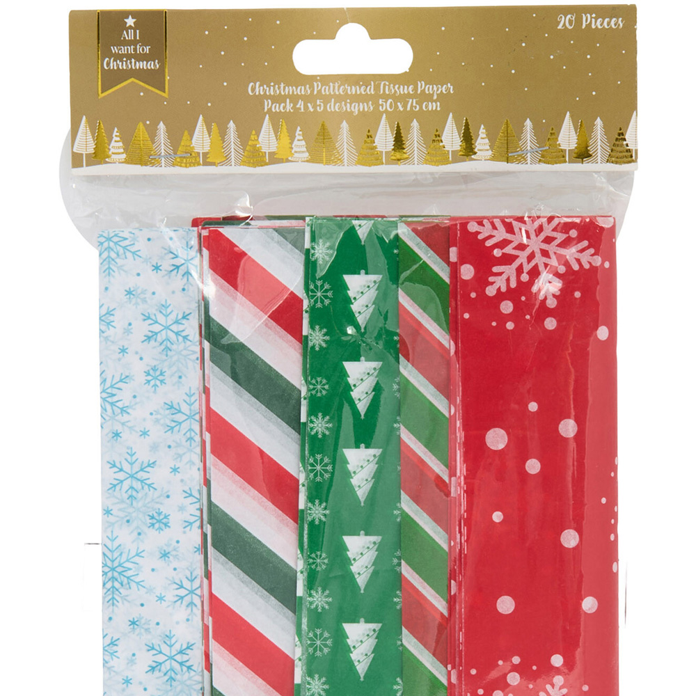 Christmas Patterned Tissue Papers Pack Image 2
