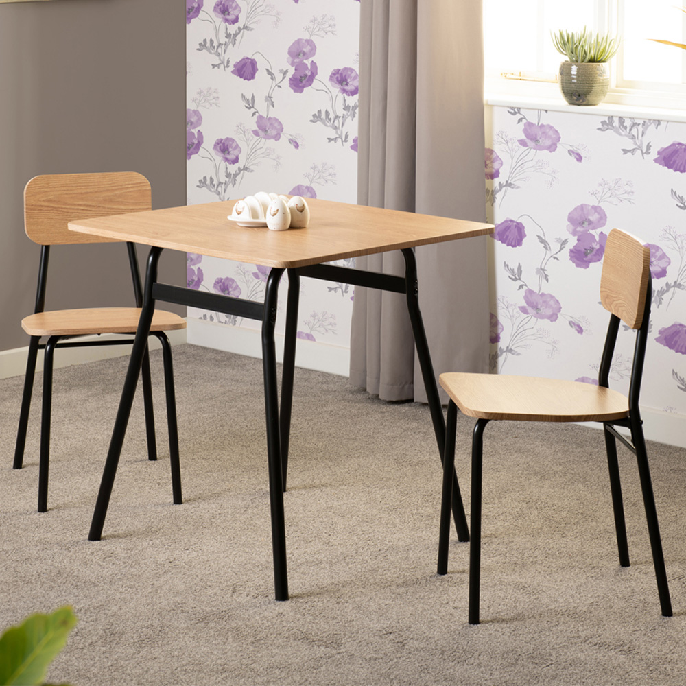 Seconique Warren Russet Oak Effect 2 Seater Dining Table Set Black Image 1