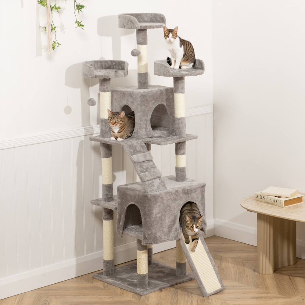 Multi-Level Cat Activity Tower Grey Image 2
