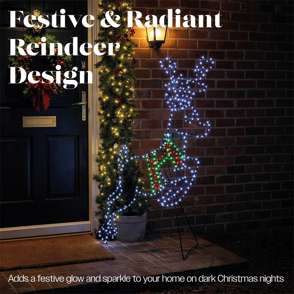Xmas Haus 358 Multicolour Micro LED Metal Deer Silhouette with Stand Christmas Decoration 73cm Image 3