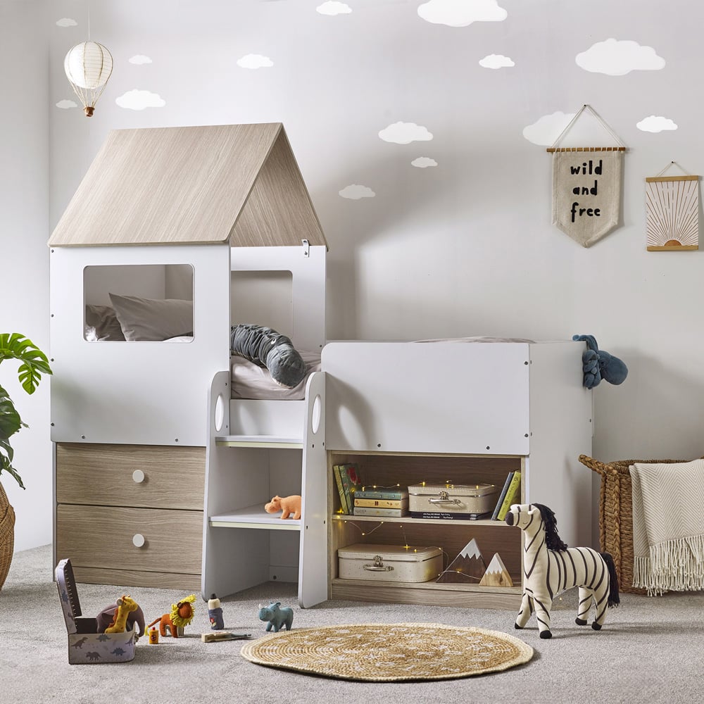 Julian Bowen Orpheus Pale Wood and White Mid Sleeper with Storage Image 7