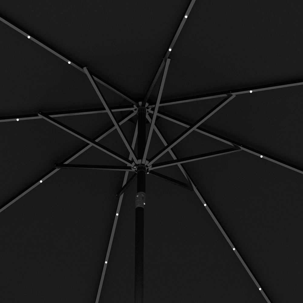 Outsunny Black 24 LED Crank and Tilt Umbrella Parasol 2.7m Image 3