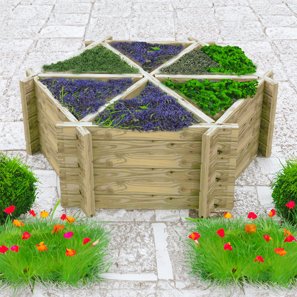 Shire GB 6 Plant Larch Wood Hexagonal Planter 100cm Image 2