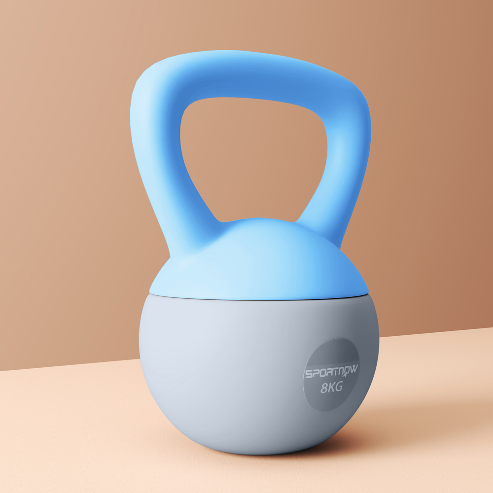 SPORTNOW Light Blue and Grey Soft Body Kettlebell with Non Slip Handle 8kg Image 3