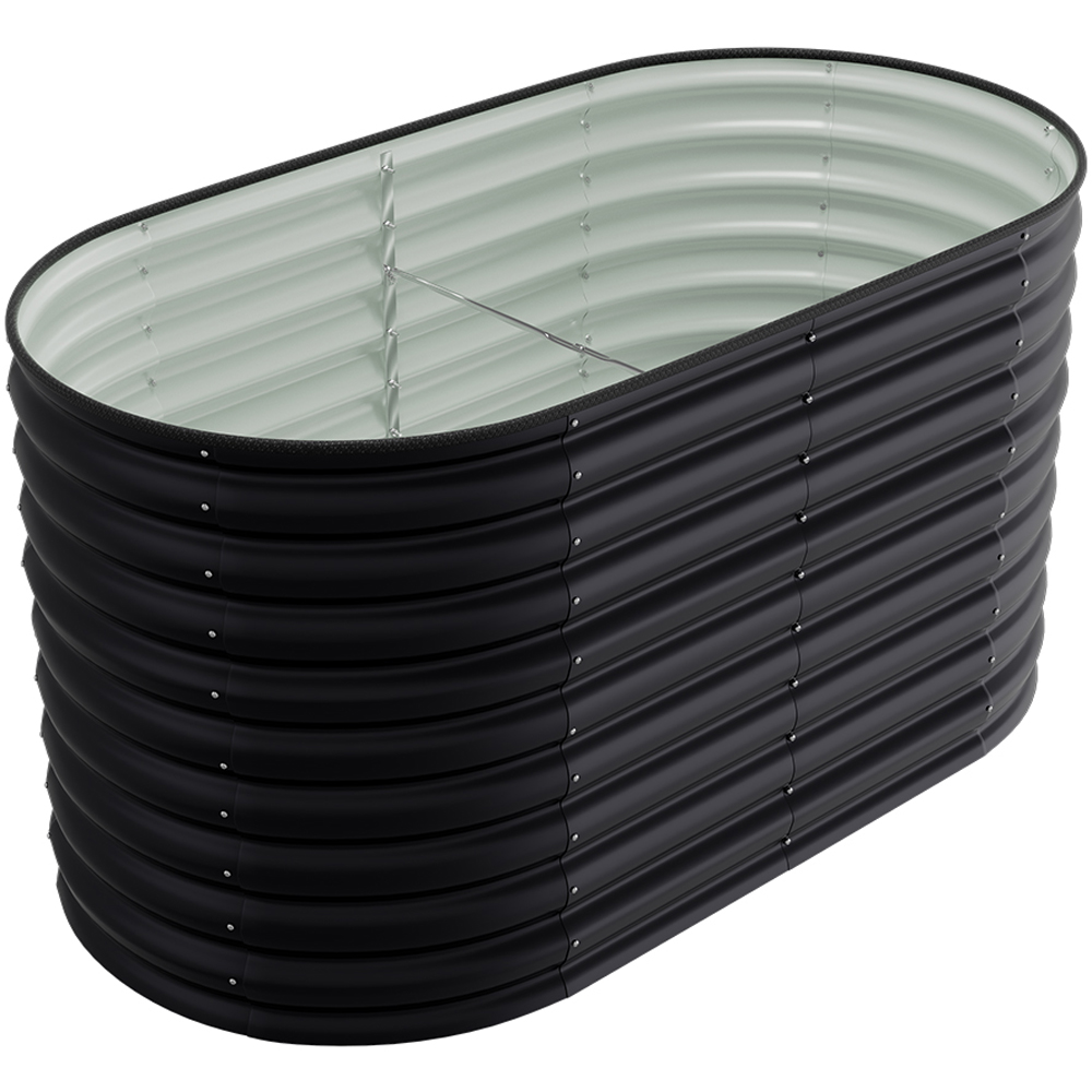 Living and Home Black Oval Galvanised Steel Raised Garden Bed 160 x 80cm Image 3