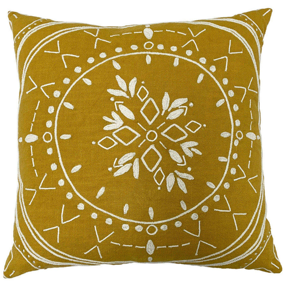 furn. Mandala Ochre Embroidered Cushion Image 1