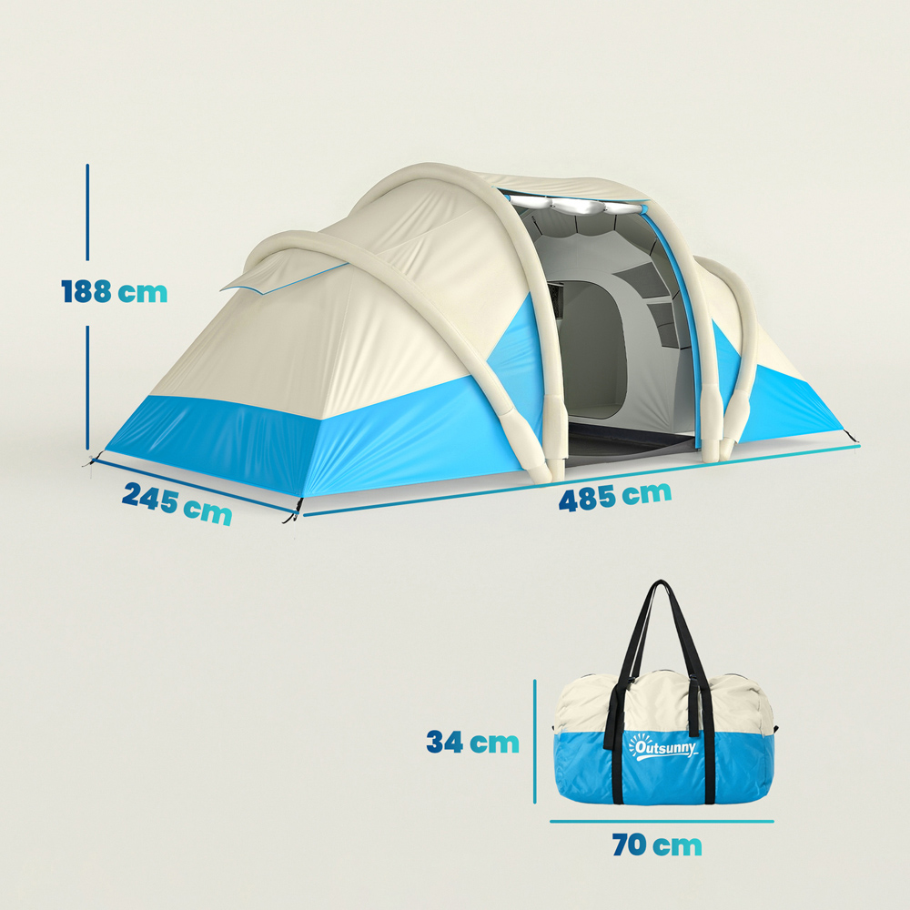Outsunny 2-4 Person Waterproof Inflatable Tent Blue Image 9