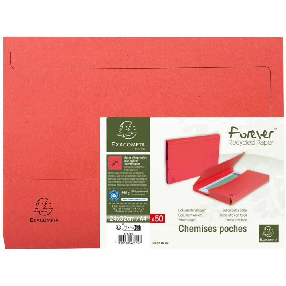 Exacompta Forever Bright Red A4 Document Wallets 2 Pack Image 2