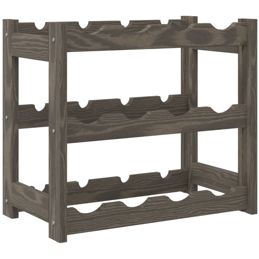 vidaXL 12 Bottle Grey Freestanding Wine Rack Image 3