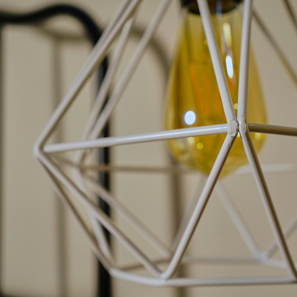 ValueLights Diablo White Industrial Wire Frame Pendant Shade Image 4