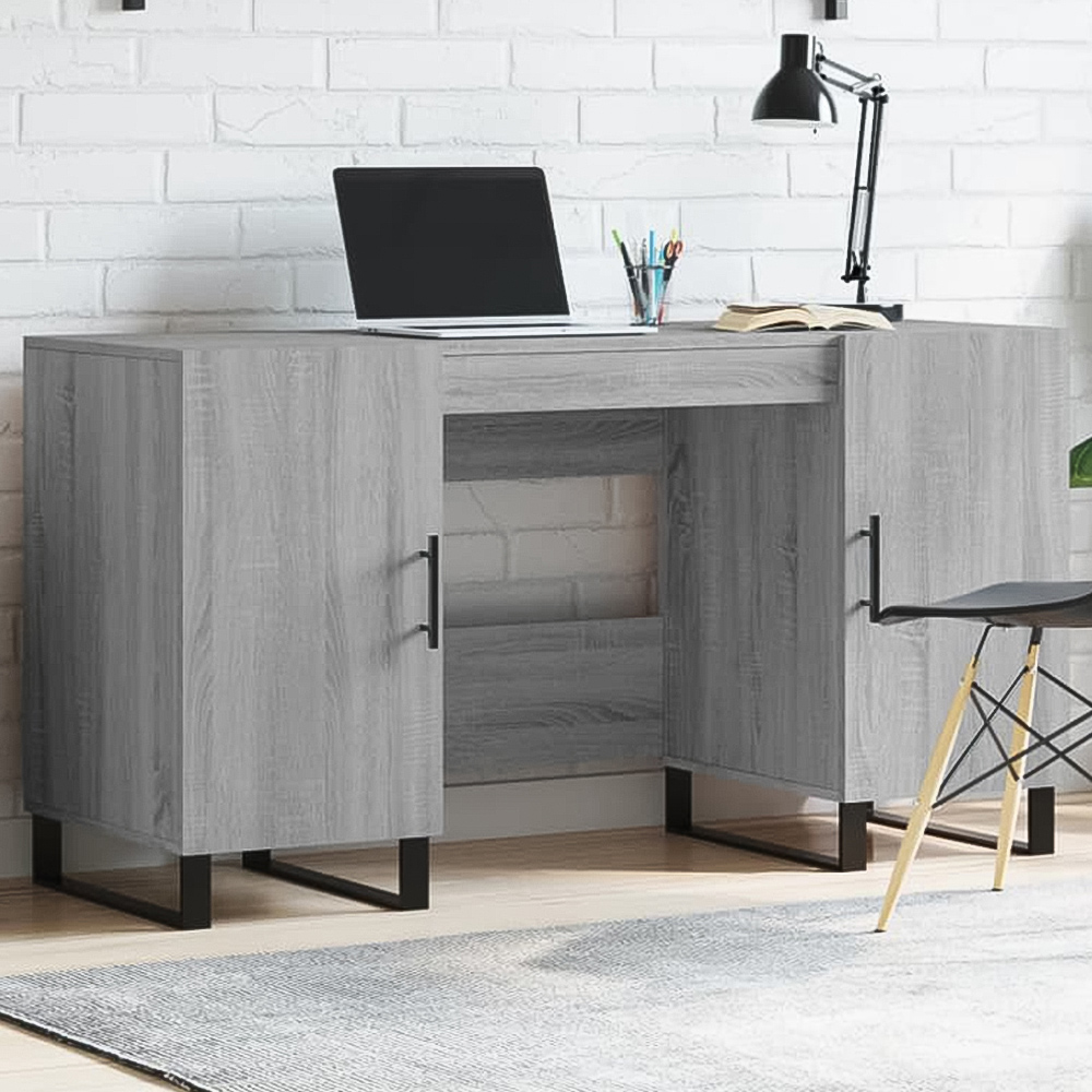 vidaXL 2 Door Computer Desk Grey Sonoma Image 1