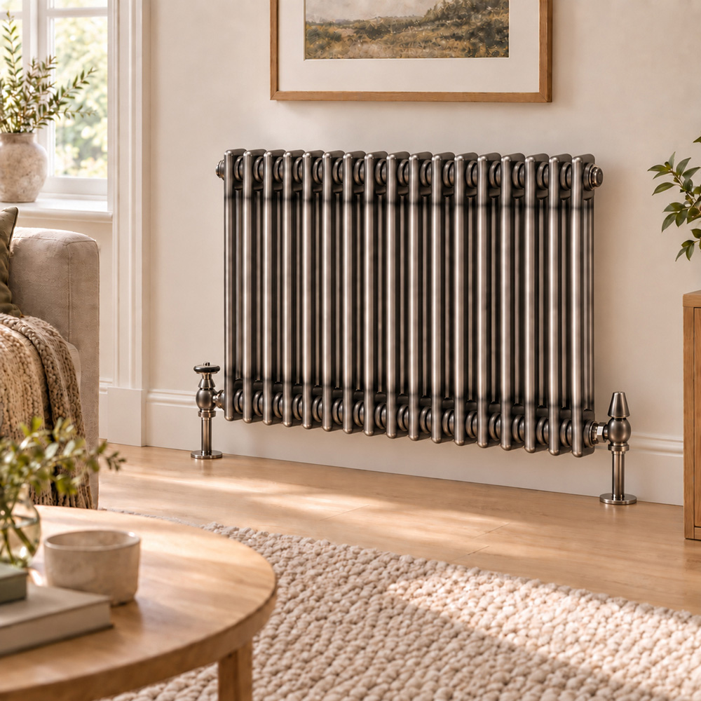 Go Bathrooms Traditional Raw Metal 2 Column Radiator 600 x 785mm Image 2