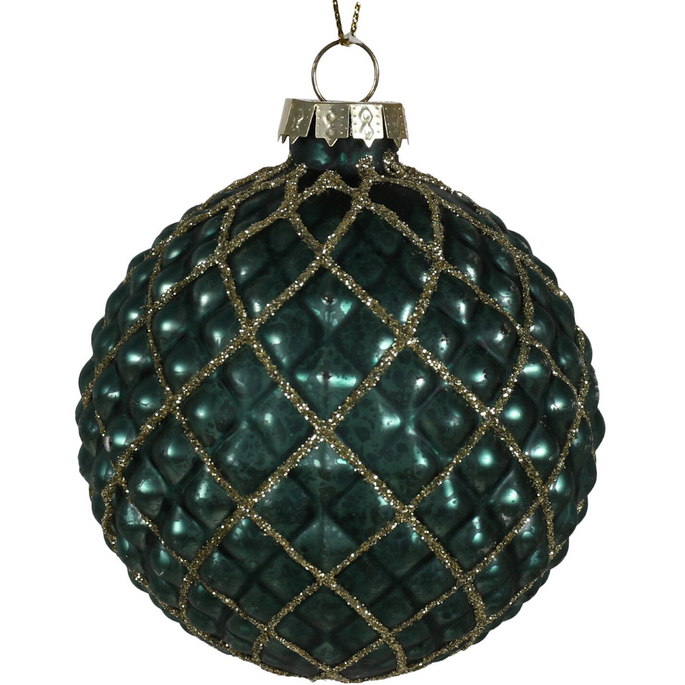 Royal Emerald Green Mottled Effect Christmas Bauble Image 2