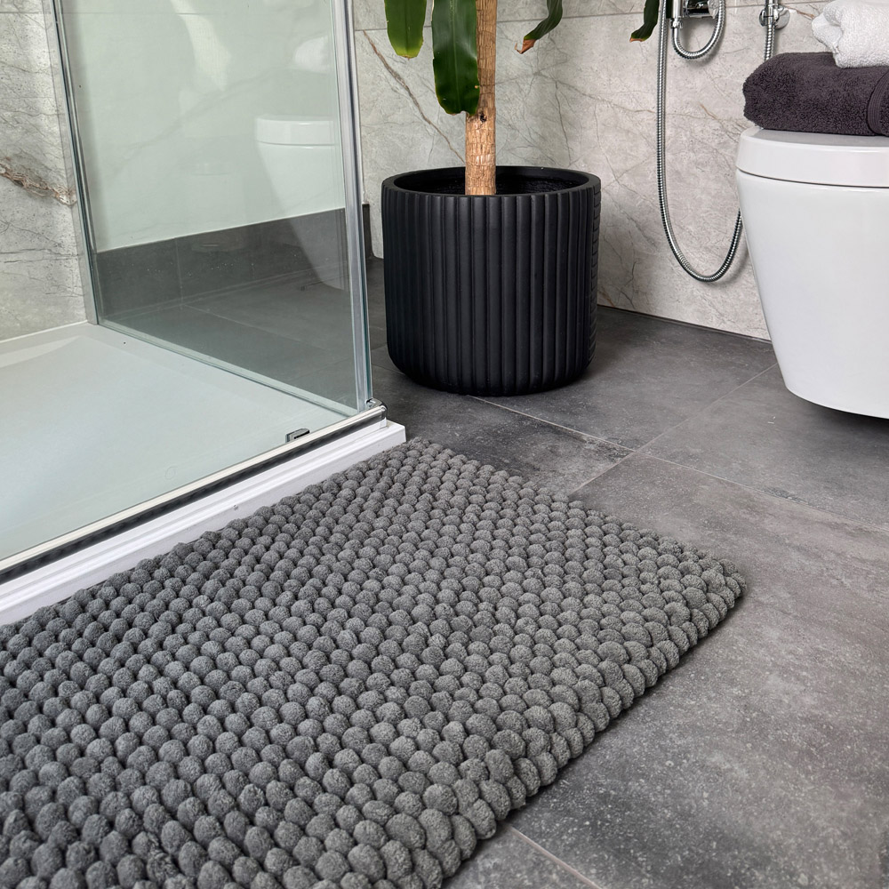 Allure Bath Fashions Luxury Chunky Bobble Charcoal Bath Mat 50 x 80cm Image 5