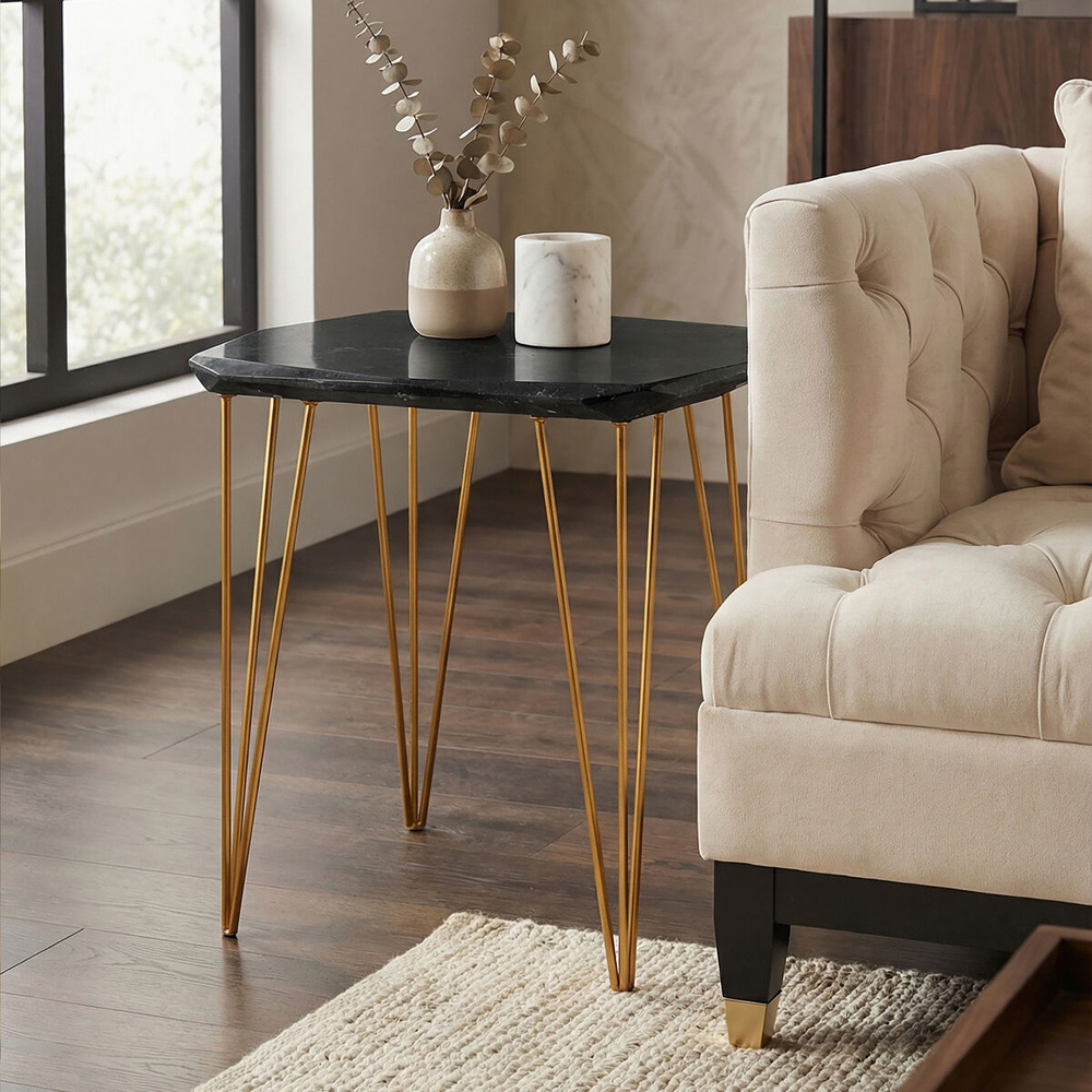 Premier Housewares Relic Black Marble Top Large Side Table Image 4