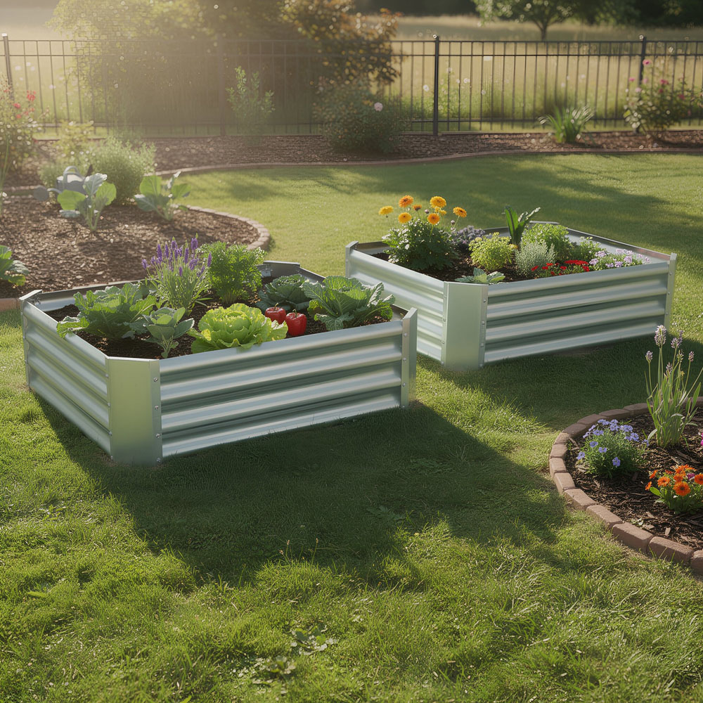 Harbour Housewares Silver Square Galvanised Steel Raised Garden Bed 90 x 90cm Image 4