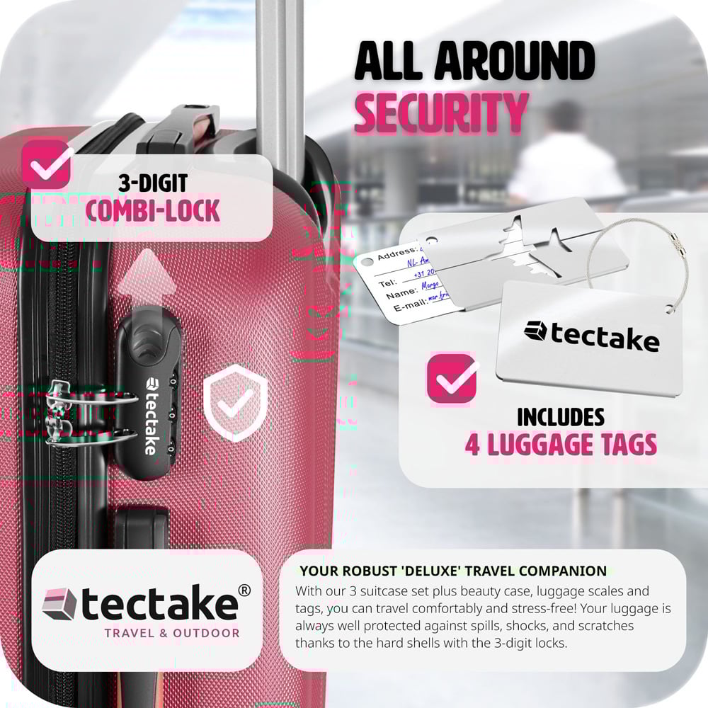 Tectake Cleo Set of 4 Burgundy Hard Shell Travel Suitcase Set Image 5