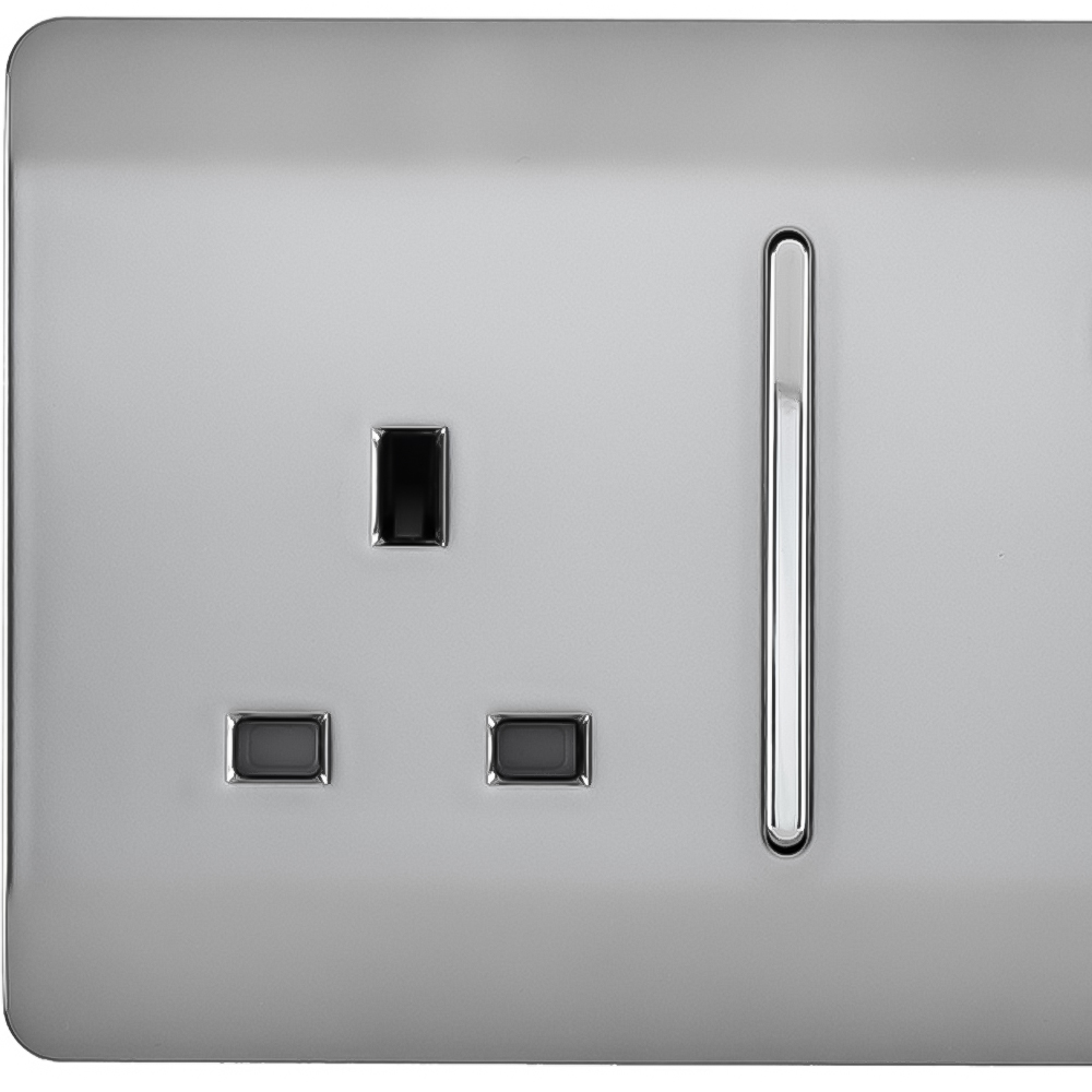 Trendi Switch 45amp and 13amp Brushed Steel Cooker Switch and Plug Socket with Neon Image 2