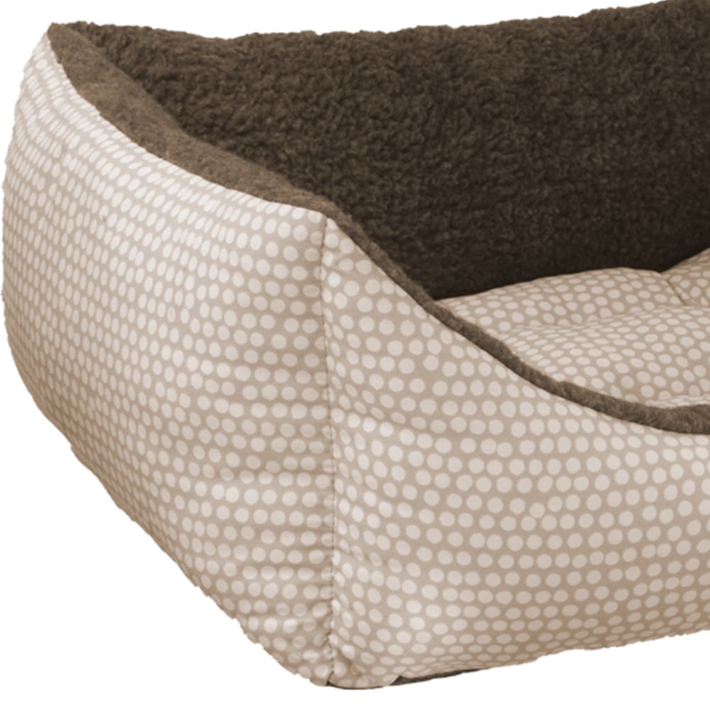 Snug & Cosy Medium Rectangle Mocha Polka Dot Dog Bed Image 2