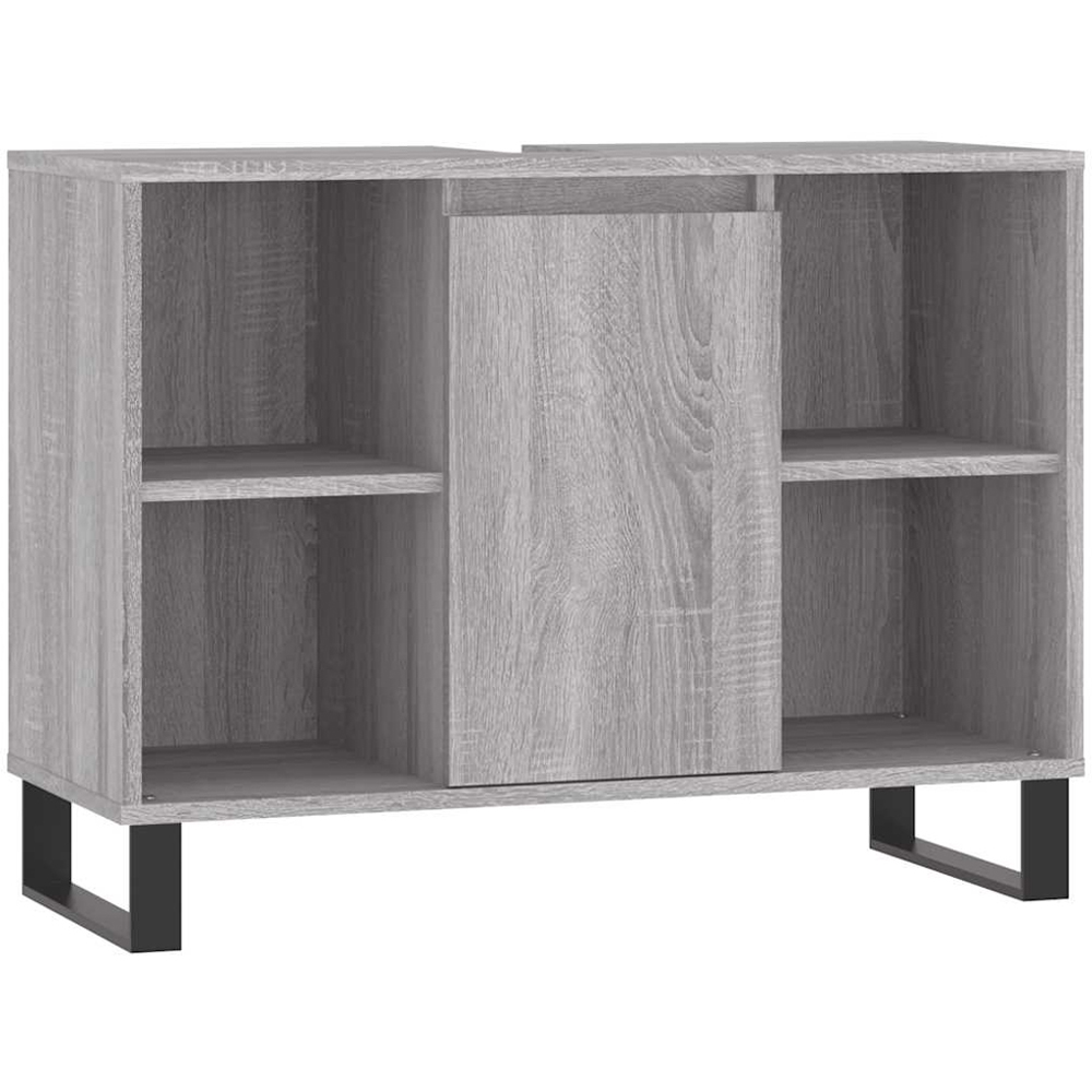 vidaXL Single Door 4 Shelf Grey Sonoma Bathroom Cabinet Image 2
