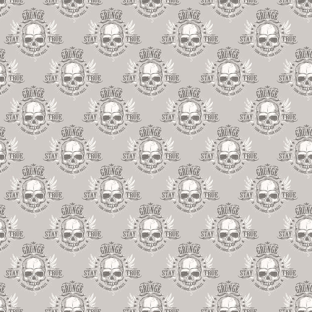 Galerie Grunge Skull Motif Charcoal Wallpaper Image 1
