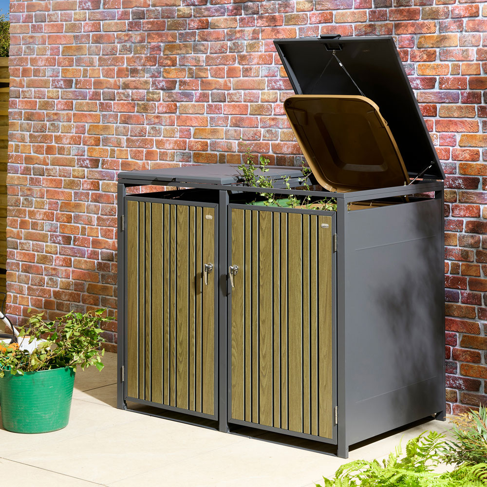 Rowlinson Wimbledon Oak 2 Wheelie Bin Store Image 2