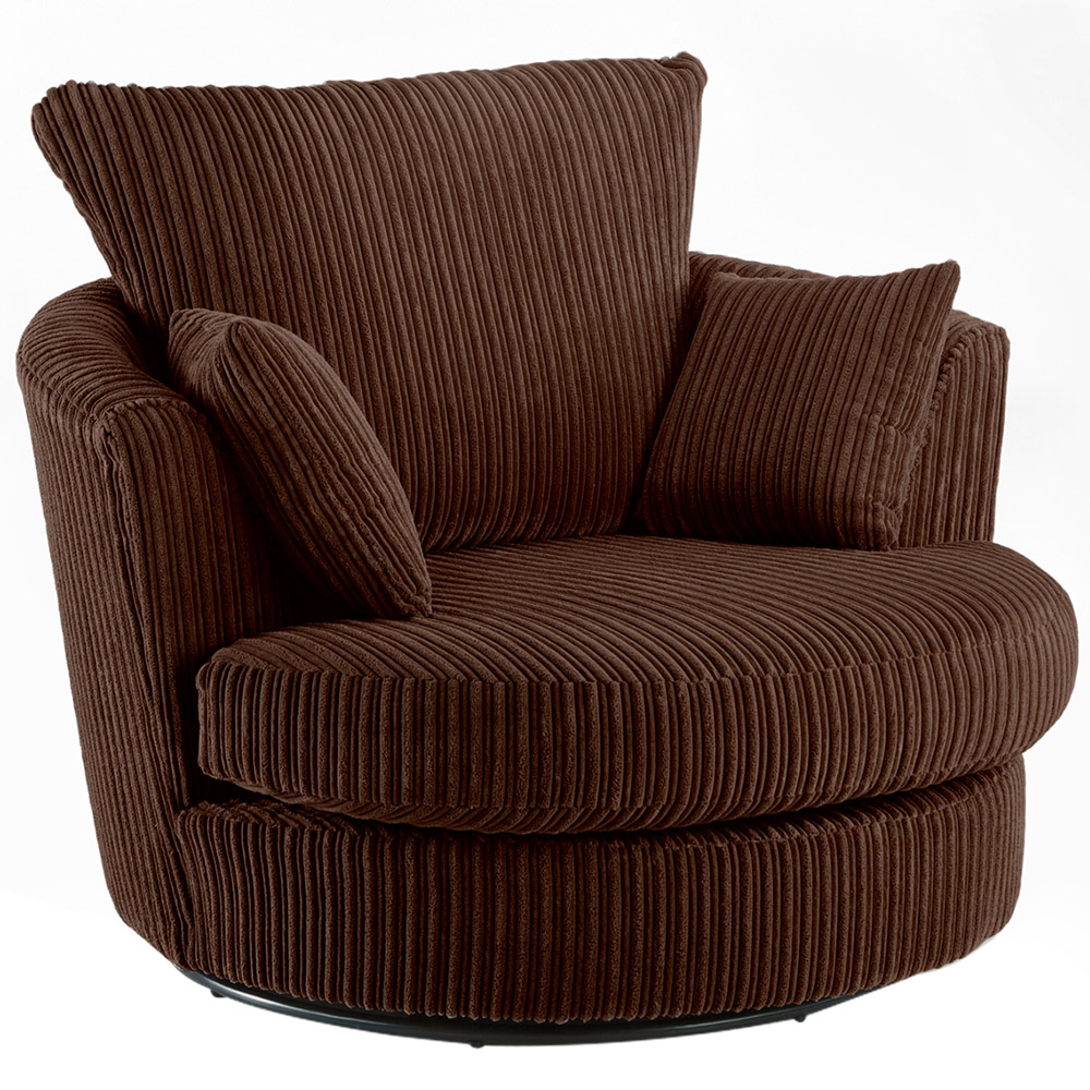 Portland Canolo Luxury Chocolate Jumbo Cord Swivel Chair Image 2