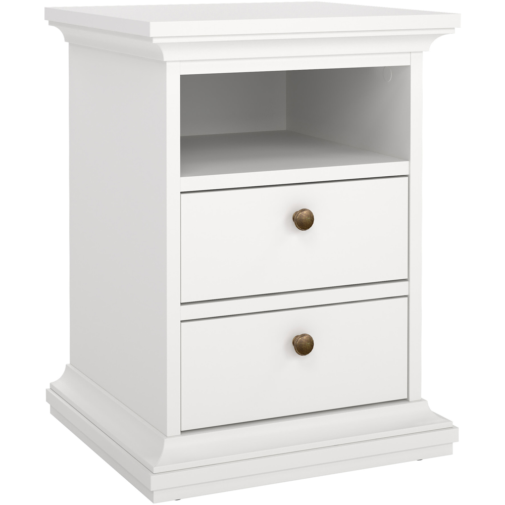 Florence Paris 2 Drawer White Bedside Table Image 2