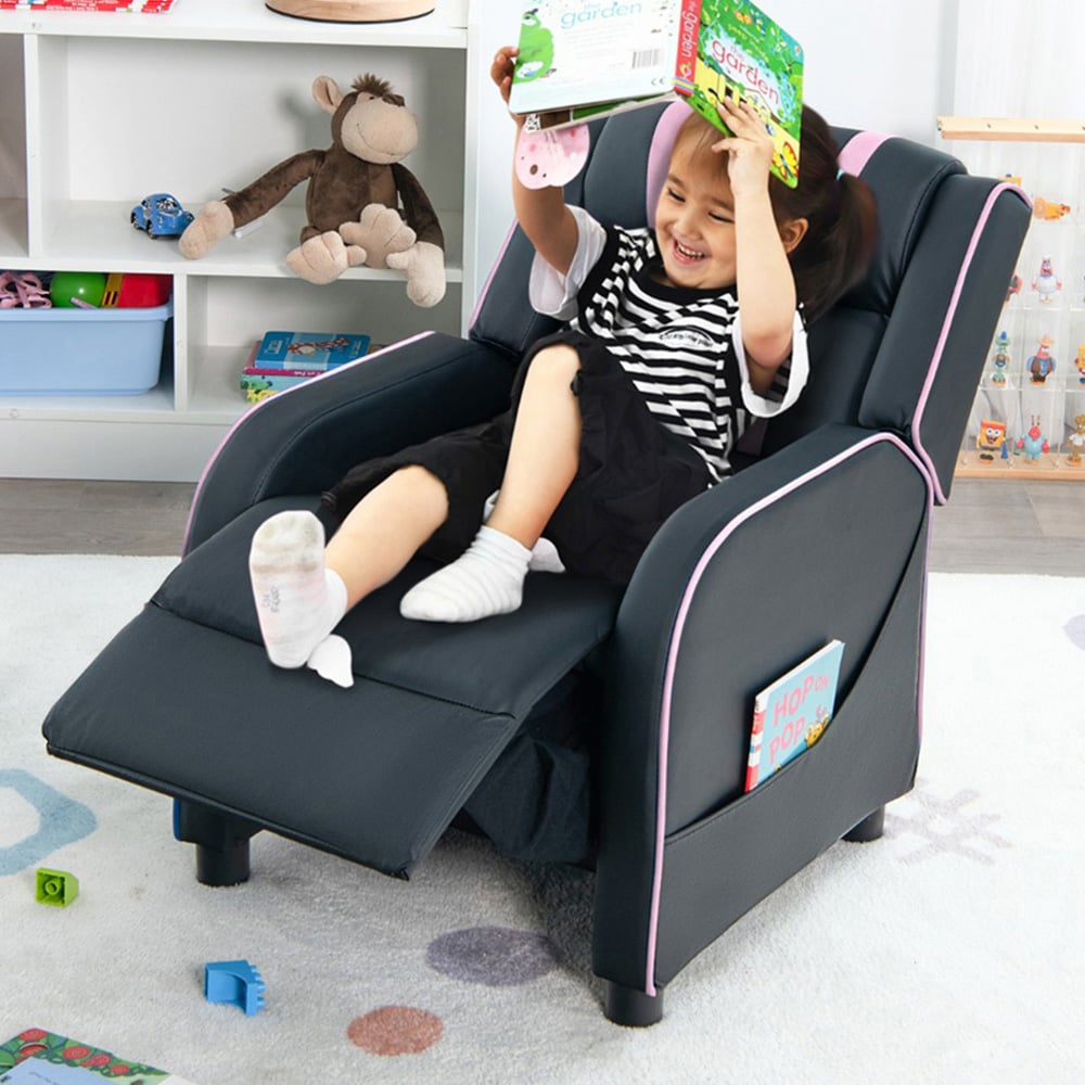 Costway Pink Kids Recliner Chair Image 1