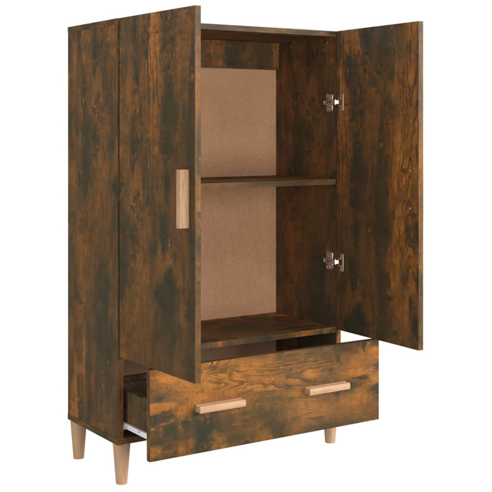 vidaXL 2 Door Single Drawer Smoked Oak Highboard Image 4