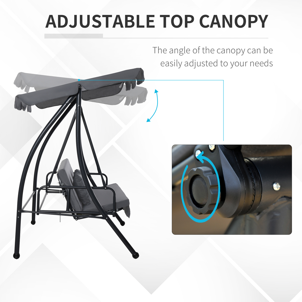 Outsunny 3 Seater 2 in 1 Dark Grey Convertible Swing Chair and Bed Image 4