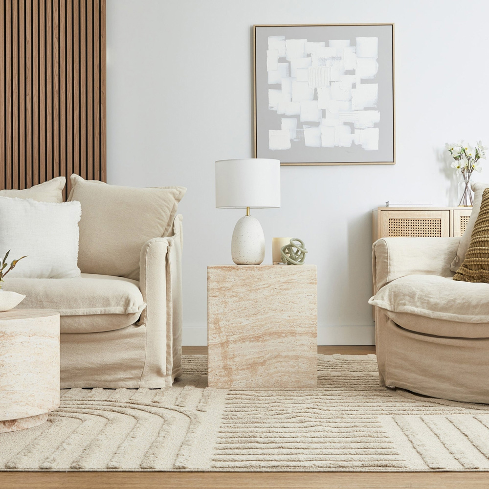Desser Pisa Travertine Effect Square Side Table Image 3
