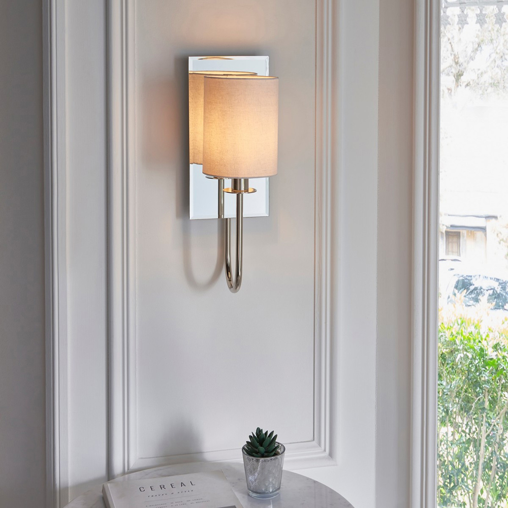 Merano Pisa Bright Nickel and White Wall Lamp Image 7