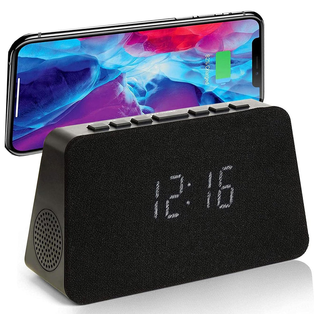 Grouptronics GTQ-RENEW Black Wireless Charging Alarm Clock Radio Image 3