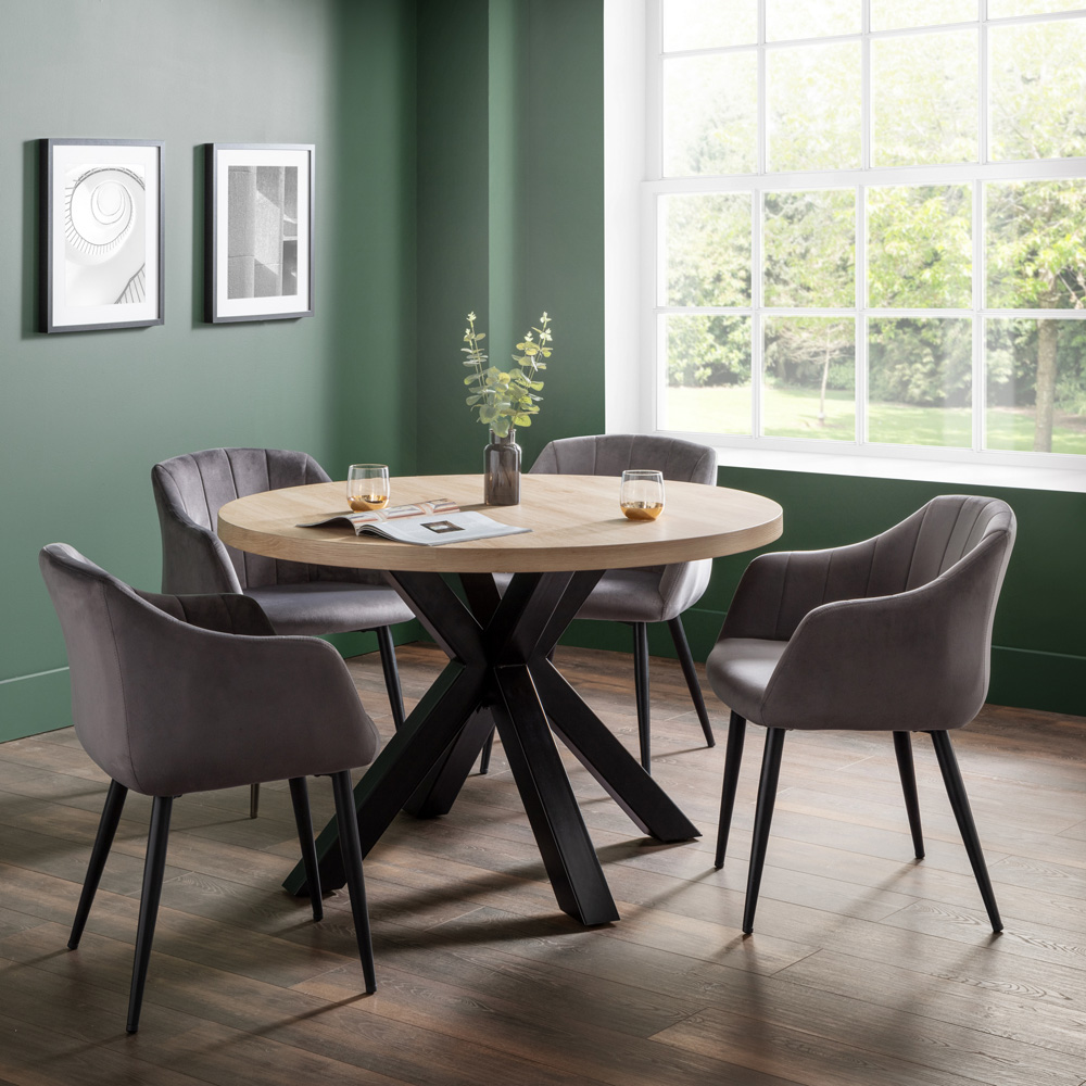 Julian Bowen Hobart Set of 2 Grey Scalloped Dining Chair Image 9
