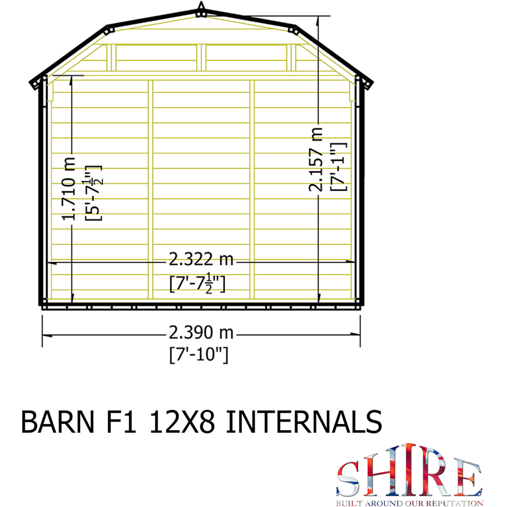 Shire Barn 12 x 8ft Double Door Shiplap Apex Garden Shed Image 8
