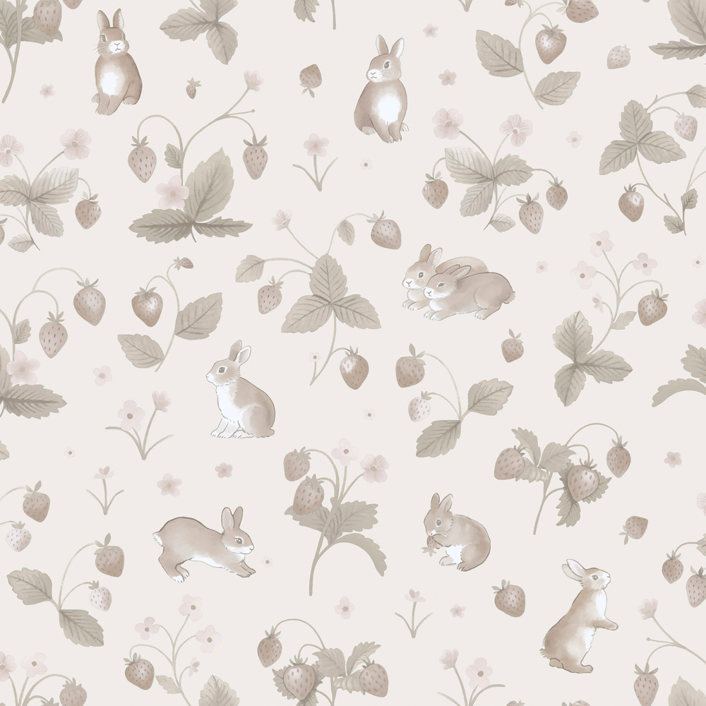 Holden Decor Bunnies and Berries Neutral Wallpaper Image 1