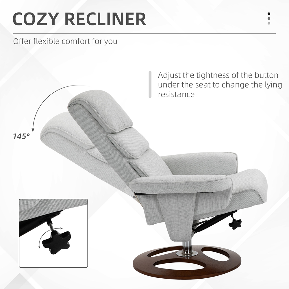 Portland Grey Swivel Manual Recliner Chair Image 4