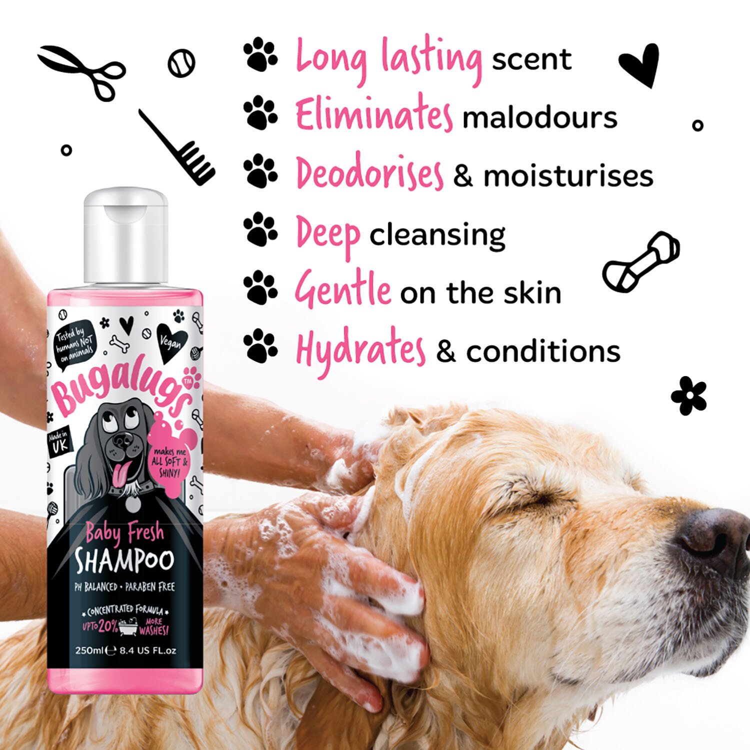 Bugalugs Baby Fresh Dog Shampoo 250ml - Pink Image 4