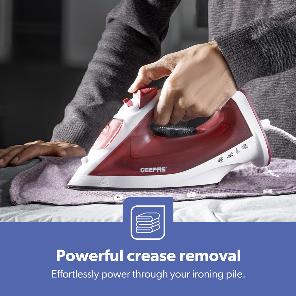 Geepas GSI7783UK-RD Red Fast Heat Up Steam Iron 1800W Image 3