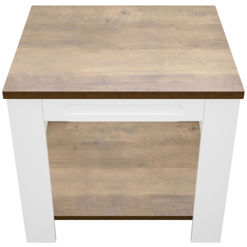 AVF Whitesands Satin White and Wood Side Table Image 3