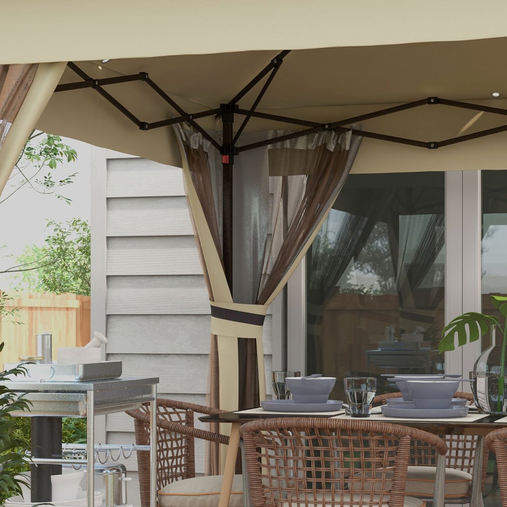 Outsunny 3 x 3m Khaki Solar LED Pop Up Gazebo Image 3