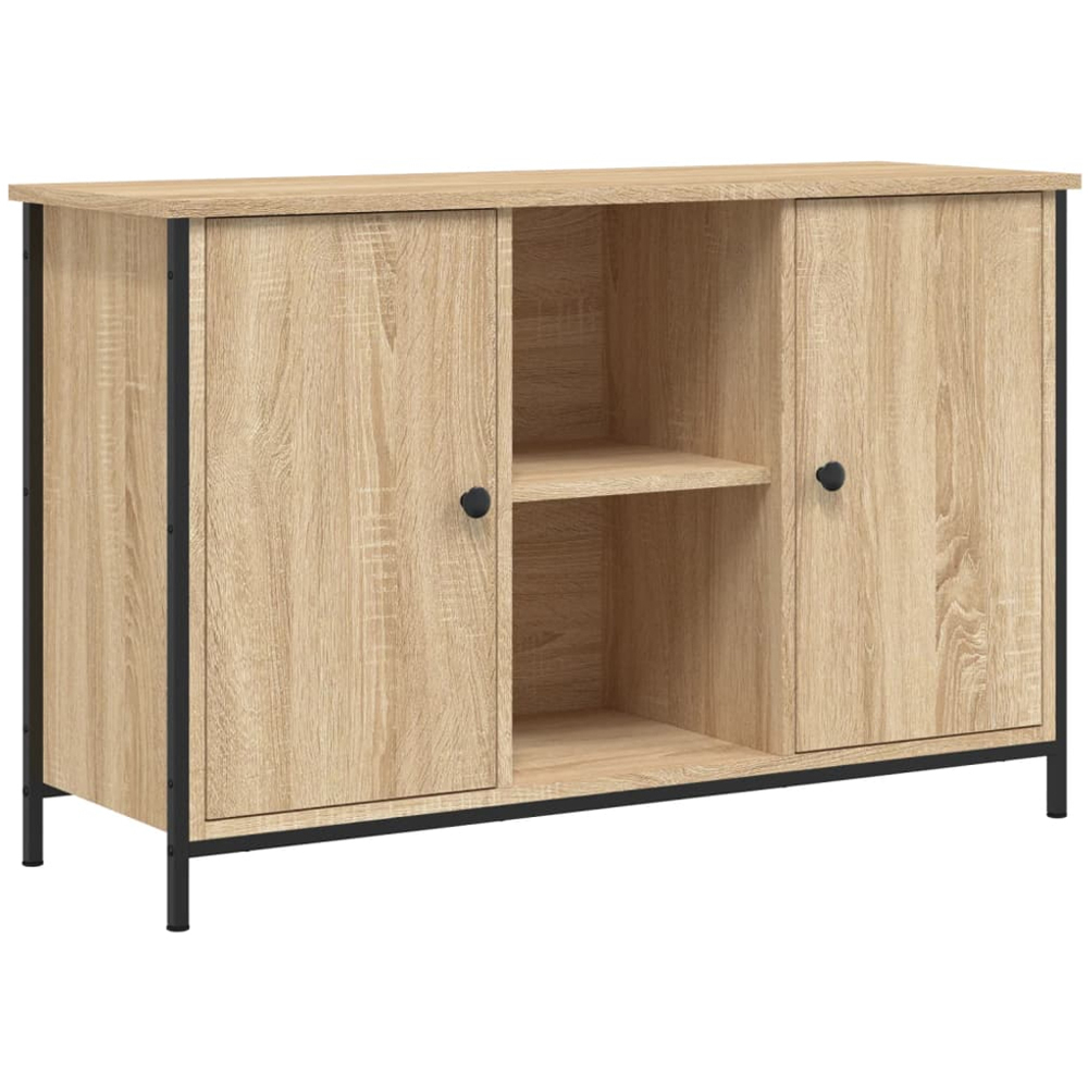 vidaXL 2 Door 2 Shelf Sonoma Oak Industrial Style TV Cabinet Image 2