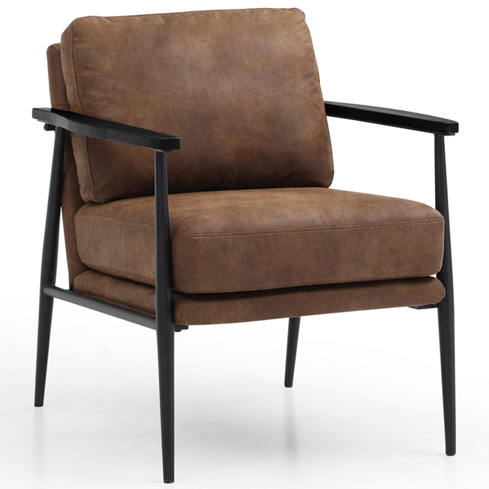 Bruce Cowboy Tan and Black PU Leather Armchair Image 2