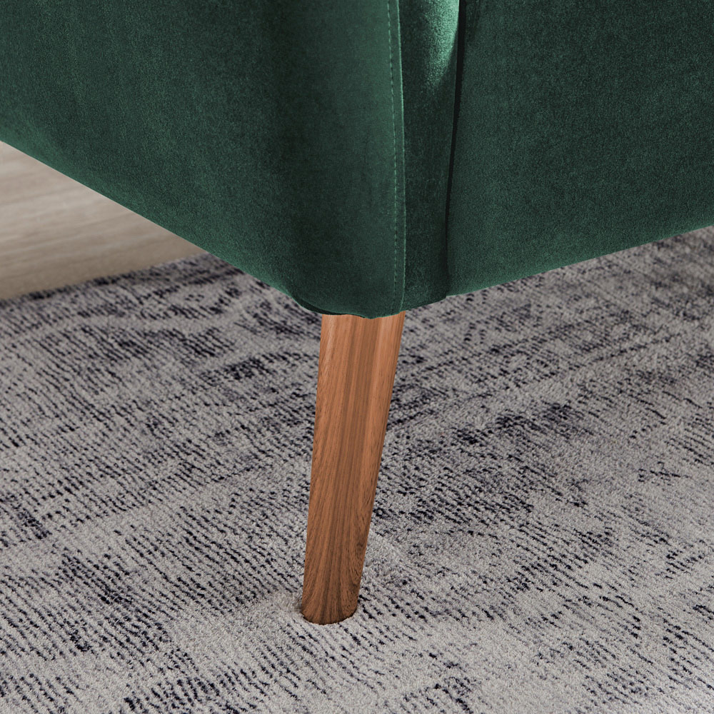 Furniturebox Terry 3 Seater Green Velvet Sofa Image 3