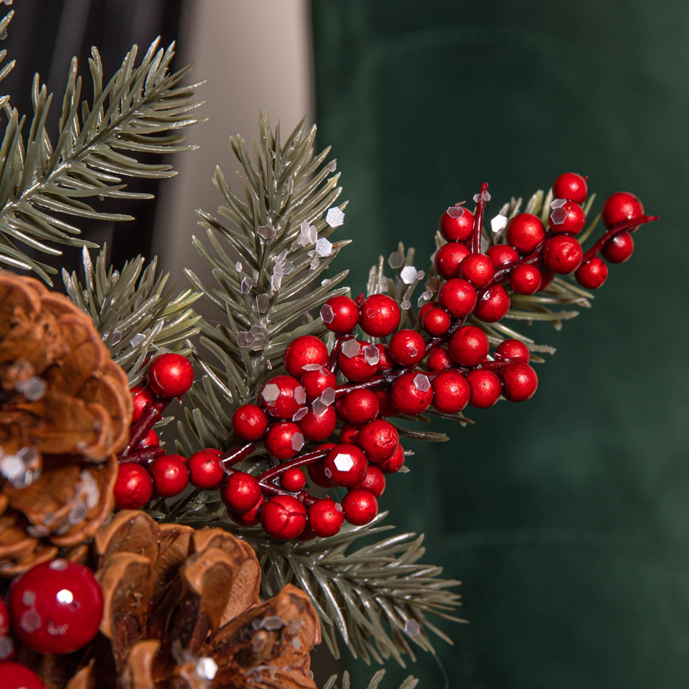 Samuel Alexander Red Berries Pinecones Foliage Christmas Tree Topper 33cm Image 6